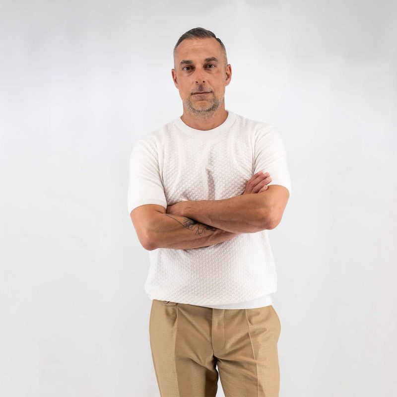 Μπλούζα πλεκτή College Guy Laroche εκρού modern fit GLES17201_3 - Image 2