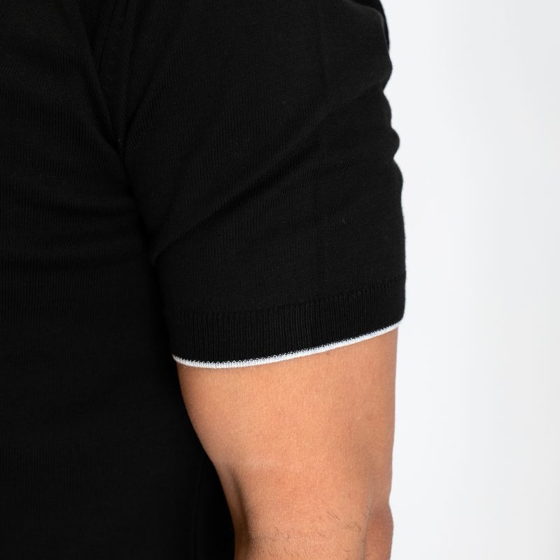Μπλούζα πλεκτή με γιακά και βε Guy Laroche μαύρη modern fit GLES17203_17 - Image 3