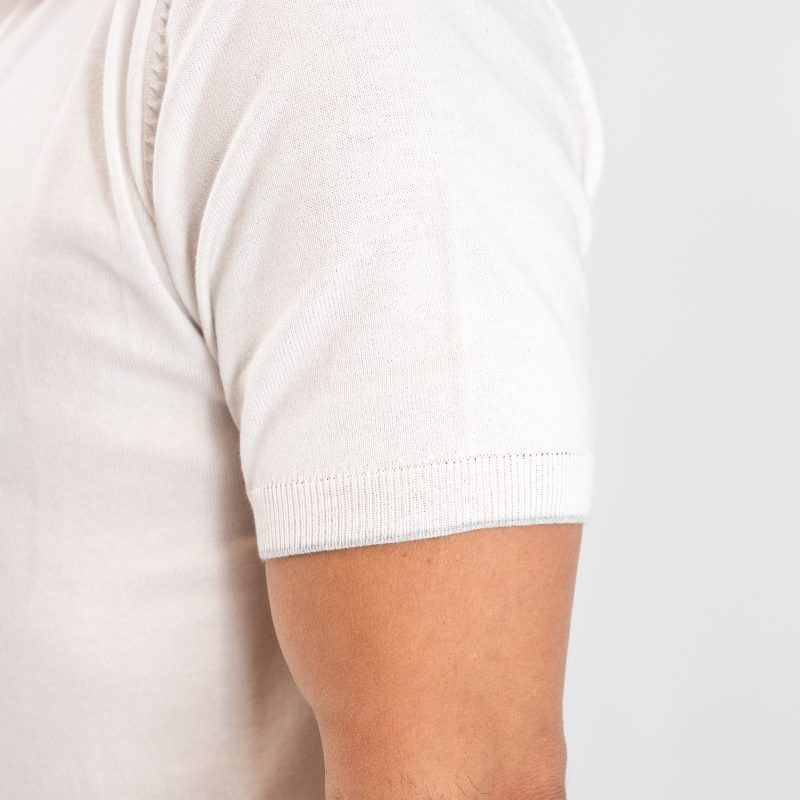 Μπλούζα πλεκτή με γιακά και βε Guy Laroche εκρού modern fit GLES17203_3 - Image 3