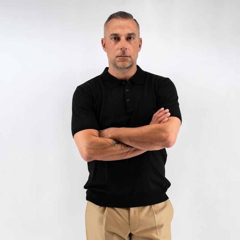 Πλεκτό polo Guy Laroche μαύρο modern fit GLES17204B_17 - Image 2