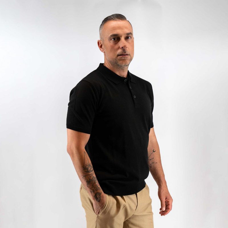 Πλεκτό polo Guy Laroche μαύρο modern fit GLES17204B_17 - Image 5
