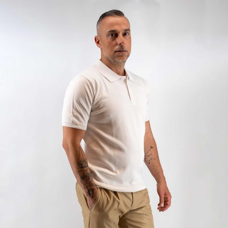 Πλεκτό polo Guy Laroche εκρού modern fit GLES17204B_3 - Image 2