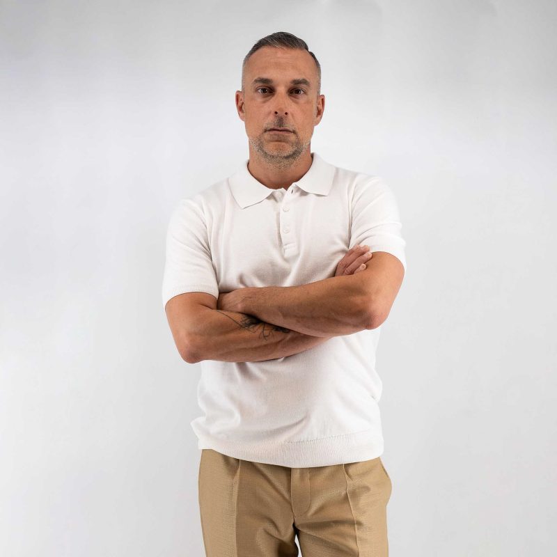 Πλεκτό polo Guy Laroche εκρού modern fit GLES17204B_3 - Image 3