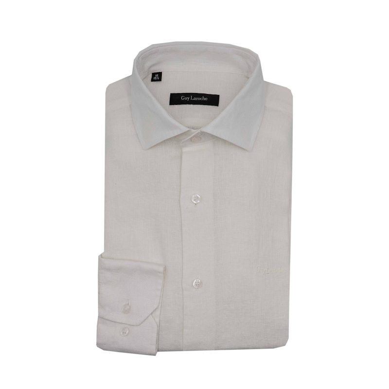 Πουκάμισο λινό Guy Laroche λευκό regular fit GLES18203_CL_1