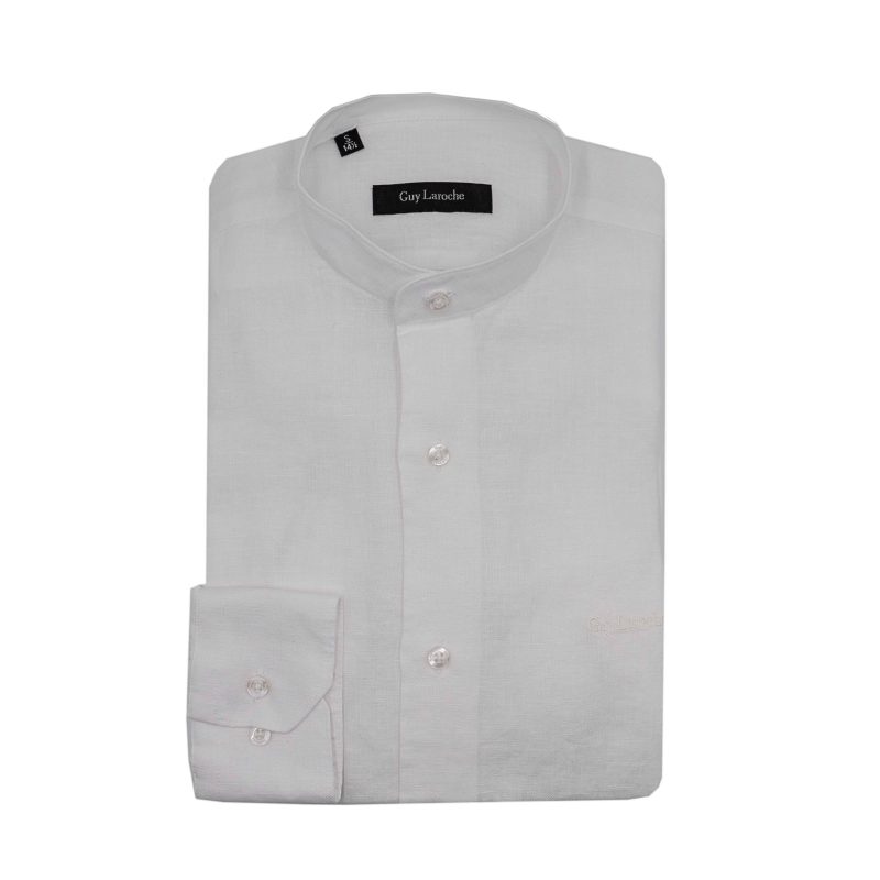 Πουκάμισο λινό ΜΑΟ Guy Laroche λευκό regular fit GLES18203_MAO_1