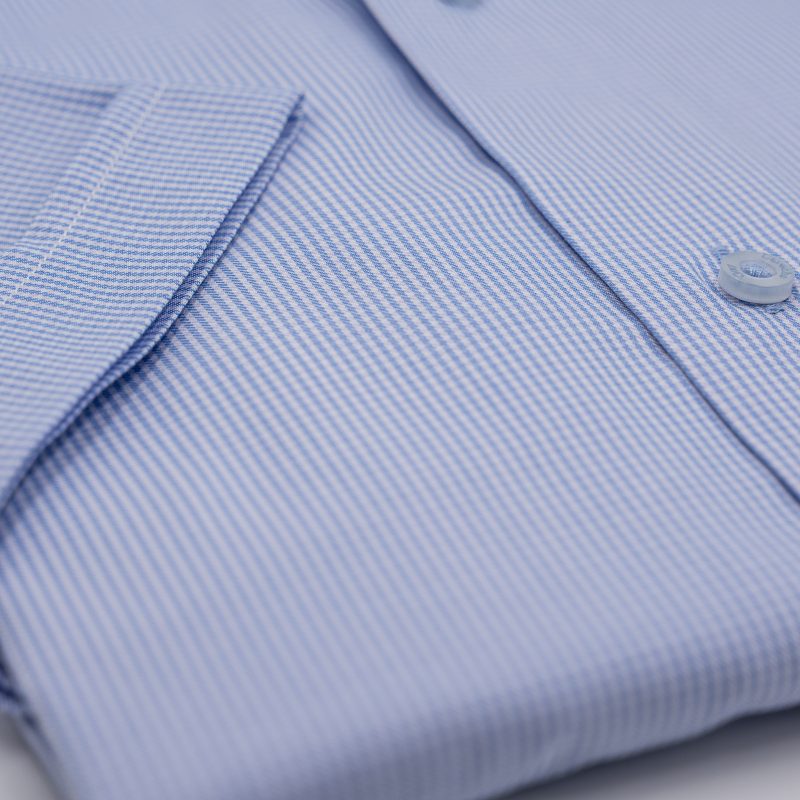Πουκάμισο πτι καρώ κοντομάνικο Guy Laroche σιέλ regular fit GLES18304_BDSS_1 - Image 4