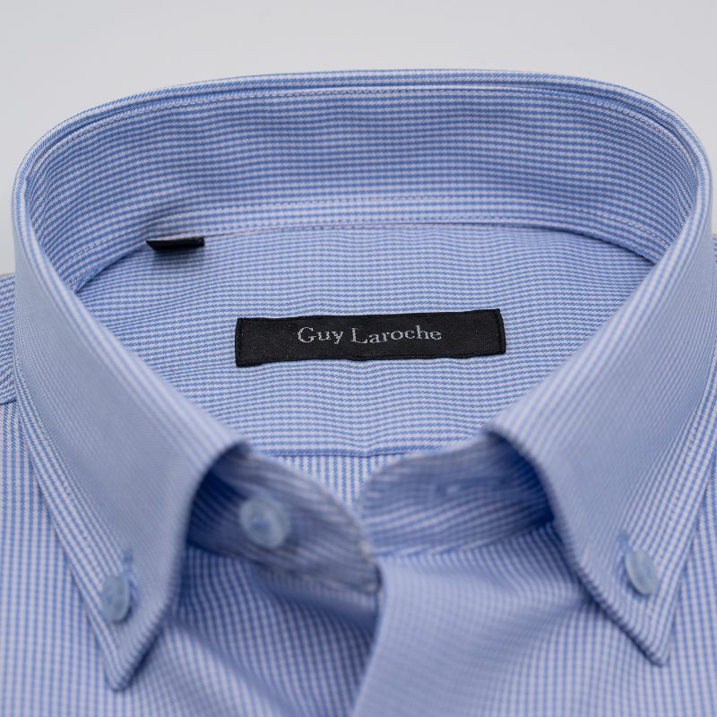 Πουκάμισο πτι καρώ κοντομάνικο Guy Laroche σιέλ regular fit GLES18304_BDSS_1 - Image 2