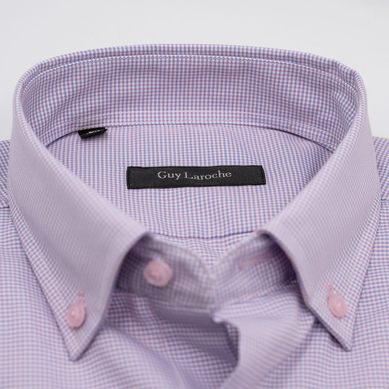 Πουκάμισο πτι καρώ κοντομάνικο Guy Laroche ροζ regular fit GLES18304_BDSS_2 - Image 2