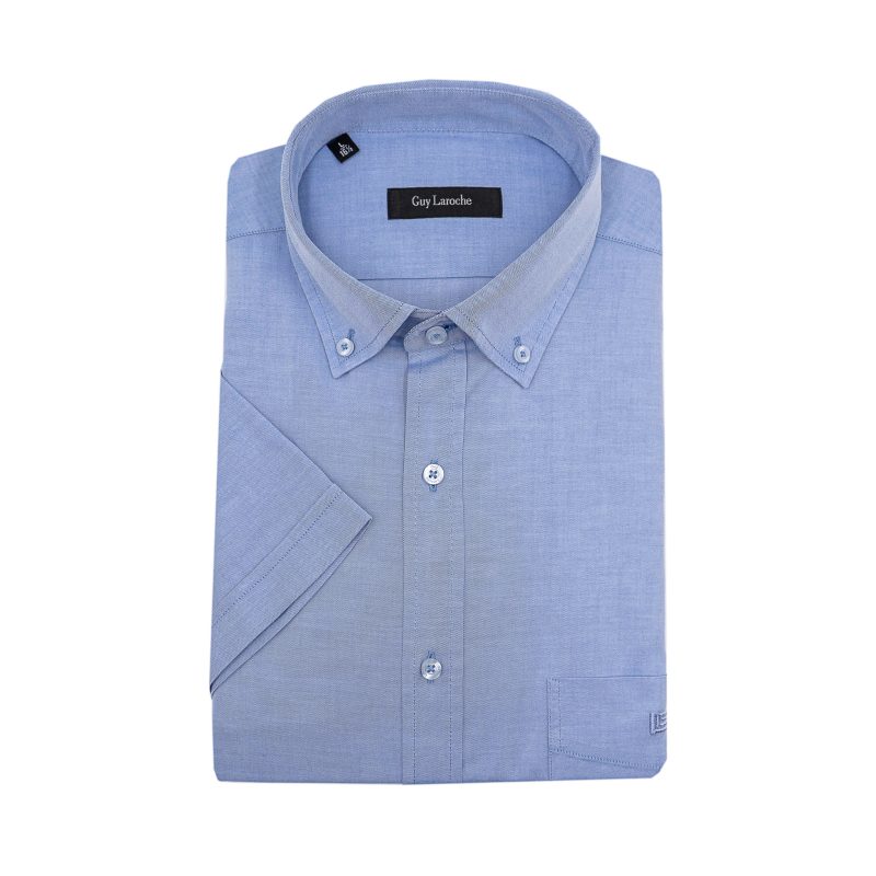 Πουκάμισο κοντομάνικο Guy Laroche σιέλ regular fit GLES18306_BDSS_2