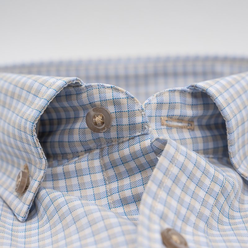 Πουκάμισο κοντομάνικο Guy Laroche καρώ μπεζ regular fit GLES18309_BDSS_4 - Image 3