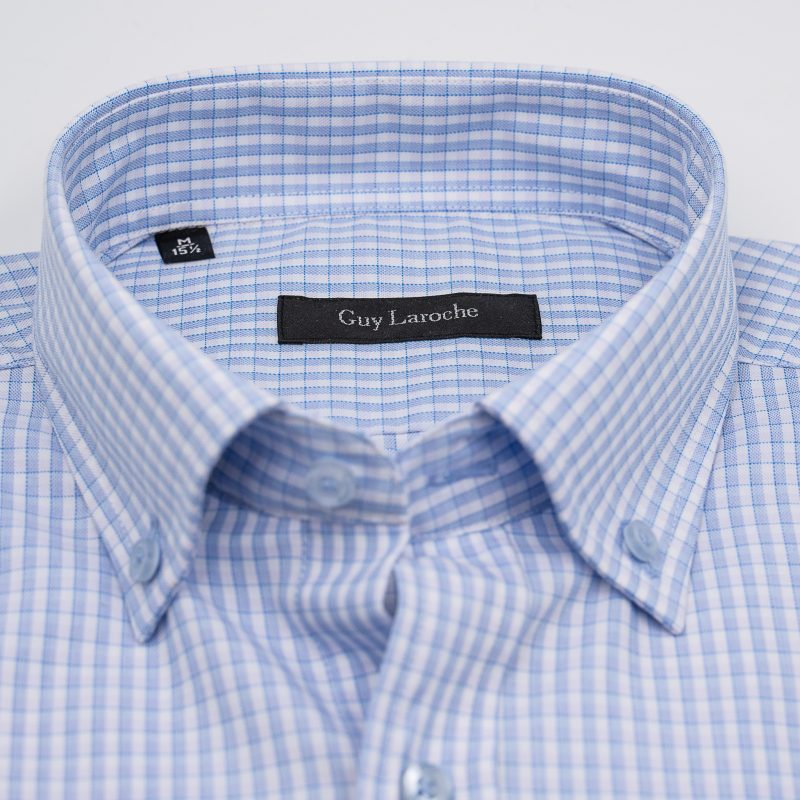 Πουκάμισο καρώ Guy Laroche σιέλ regular fit GLES18309_BD_1 - Image 2