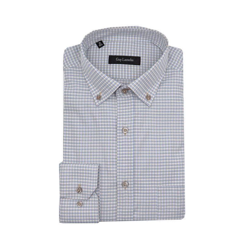 Πουκάμισο καρώ Guy Laroche μπεζ regular fit GLES18309_BD_4
