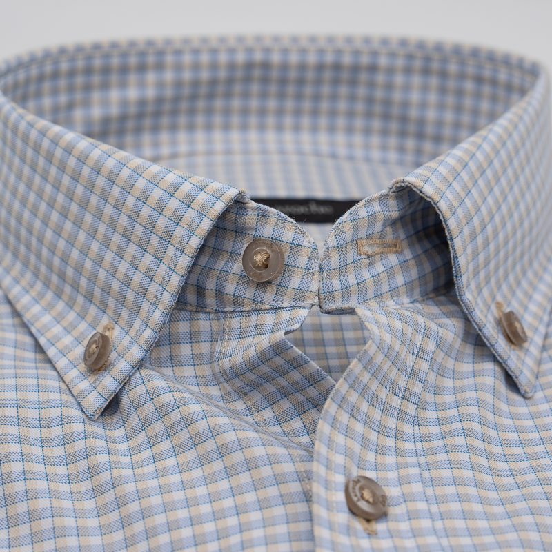 Πουκάμισο καρώ Guy Laroche μπεζ regular fit GLES18309_BD_4 - Image 2
