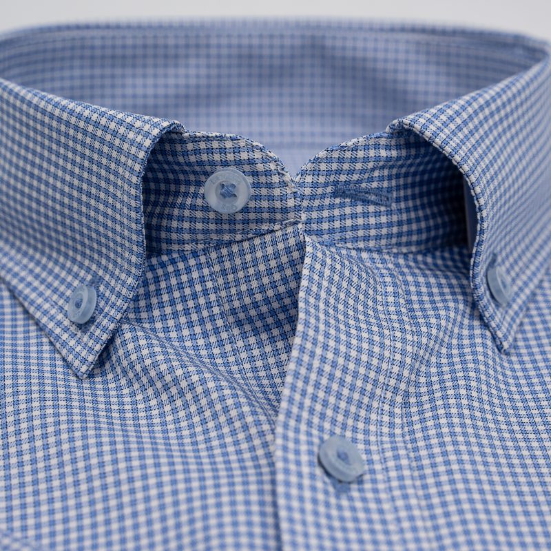 Πουκάμισο κοντομάνικο Guy Laroche καρώ μπλε regular fit GLES18312_BDSS_2 - Image 4