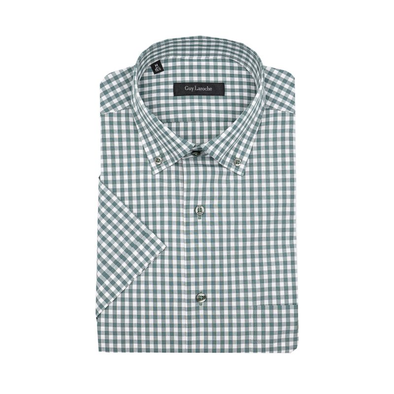 Πουκάμισο κοντομάνικο Guy Laroche καρώ πράσινο regular fit GLES18315_BDSS_2