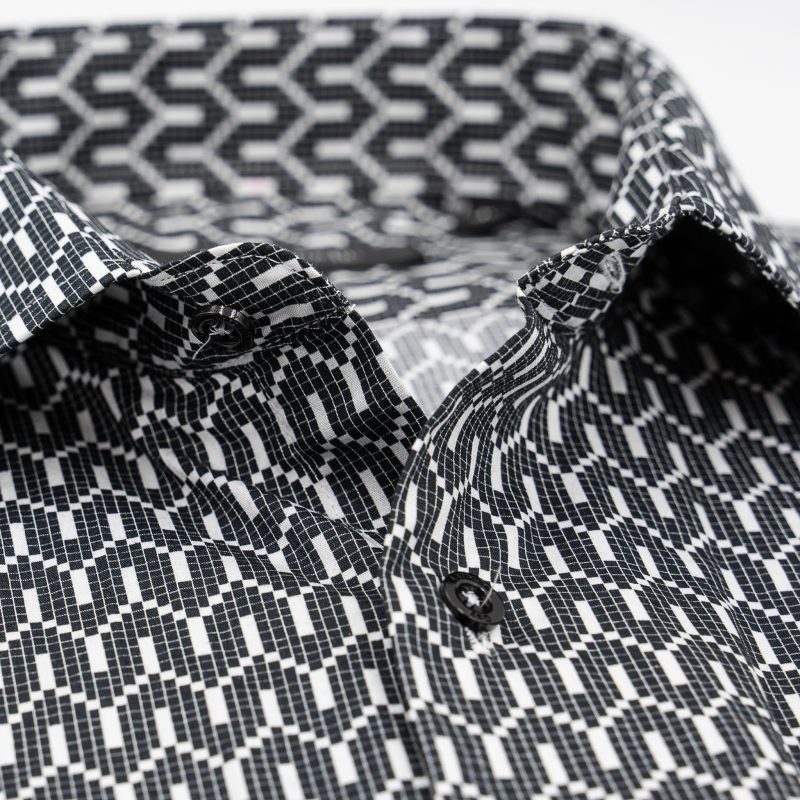 Πουκάμισο Guy Laroche ασπρόμαυρο με μικροσχέδιο regular fit GLES18724_CL_1 - Image 3