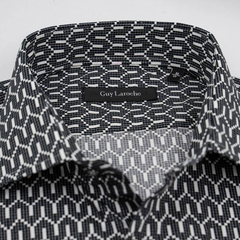 Πουκάμισο Guy Laroche ασπρόμαυρο με μικροσχέδιο regular fit GLES18724_CL_1 - Image 2
