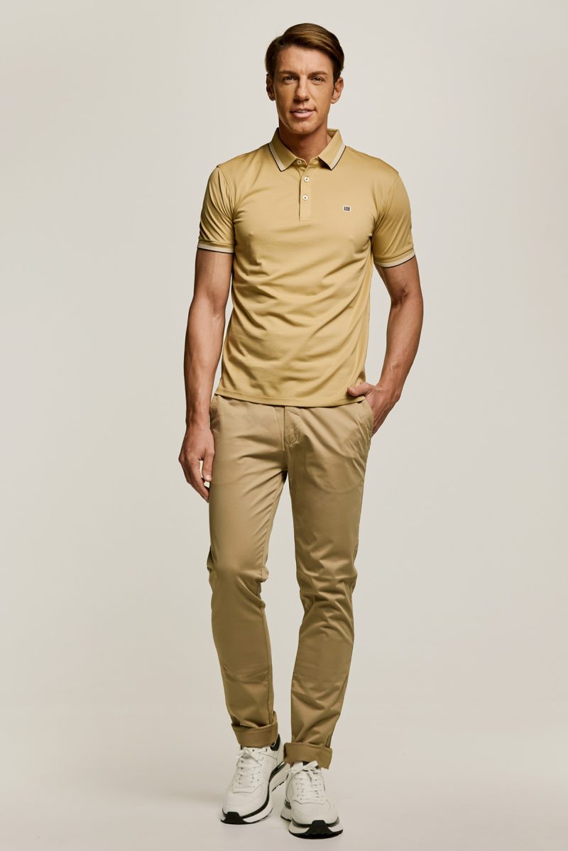 Μπλούζα πόλο Guy Laroche μπεζ κοντομάνικη regular fit GLES1931_63 - Image 4