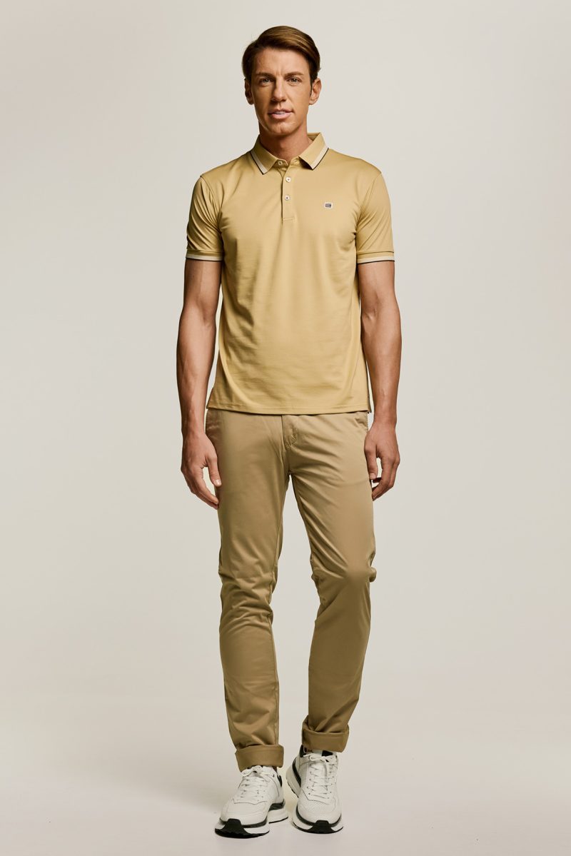 Μπλούζα πόλο Guy Laroche μπεζ κοντομάνικη regular fit GLES1931_63 - Image 3