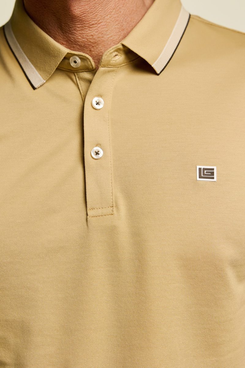 Μπλούζα πόλο Guy Laroche μπεζ κοντομάνικη regular fit GLES1931_63 - Image 7