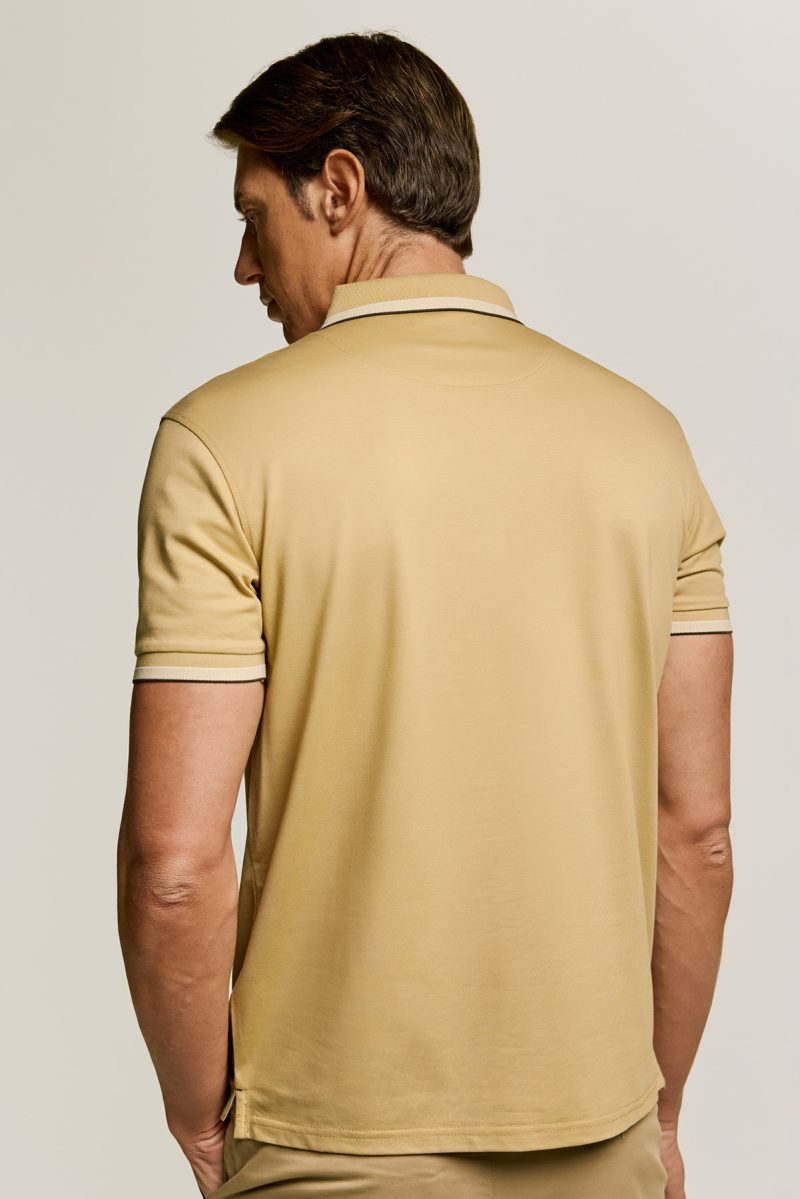 Μπλούζα πόλο Guy Laroche μπεζ κοντομάνικη regular fit GLES1931_63 - Image 5