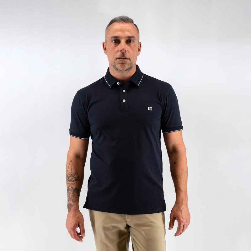 Μπλούζα πόλο Guy Laroche μπλε κοντομάνικη regular fit GLES1925_48