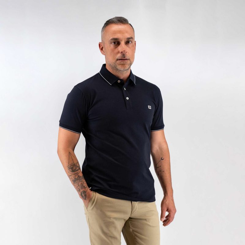 Μπλούζα πόλο Guy Laroche μπλε κοντομάνικη regular fit GLES1925_48 - Image 2