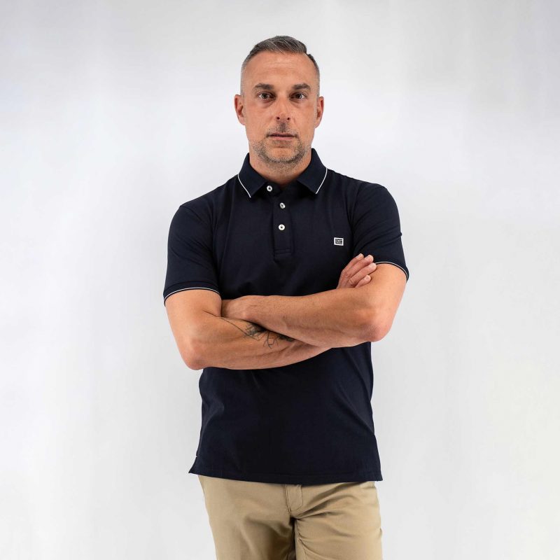 Μπλούζα πόλο Guy Laroche μπλε κοντομάνικη regular fit GLES1925_48 - Image 3