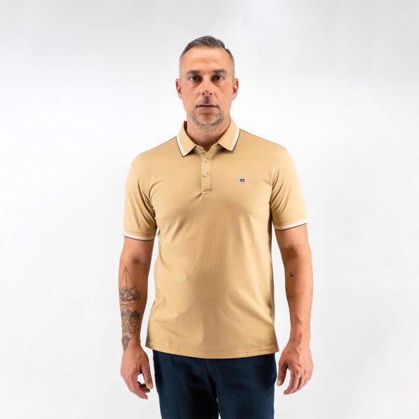 Μπλούζα πόλο Guy Laroche μπεζ κοντομάνικη regular fit GLES1931_63