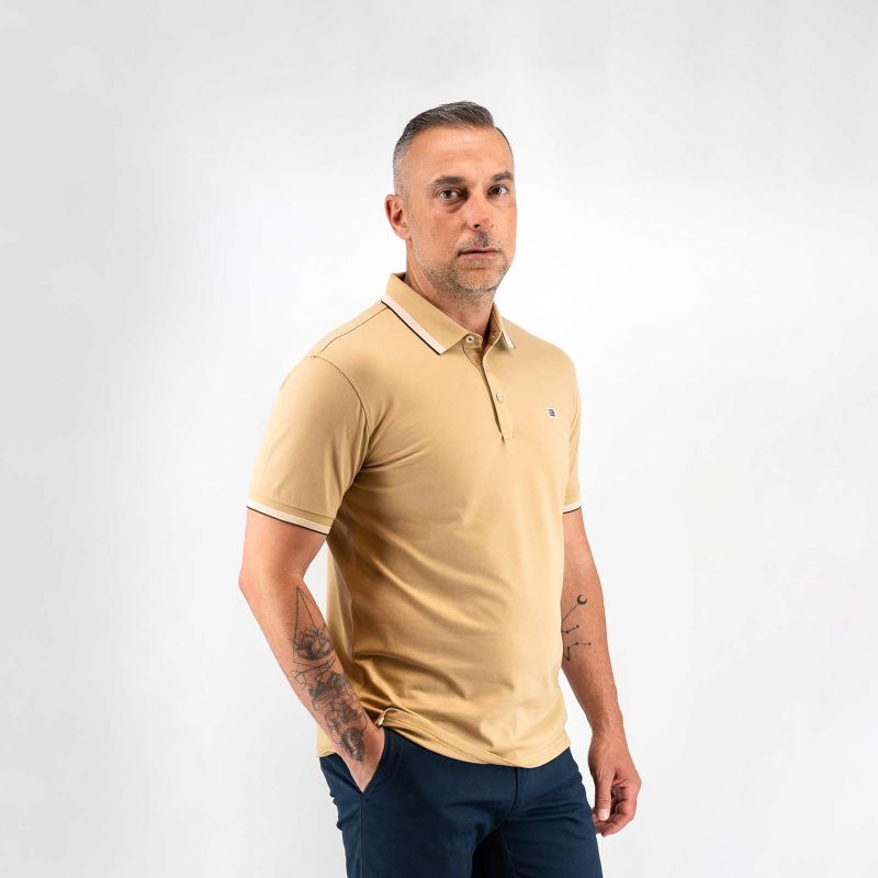 Μπλούζα πόλο Guy Laroche μπεζ κοντομάνικη regular fit GLES1931_63 - Image 2