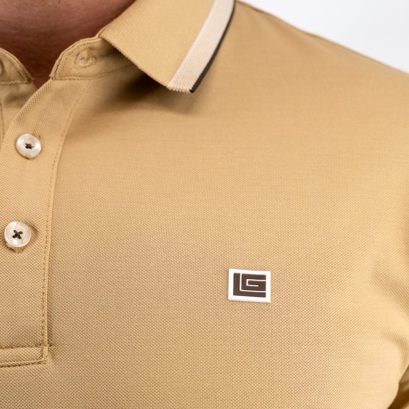 Μπλούζα πόλο Guy Laroche μπεζ κοντομάνικη regular fit GLES1931_63 - Image 6