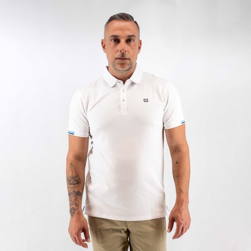 Μπλούζα πόλο Guy Laroche λευκή κοντομάνικη regular fit GLES1932_01