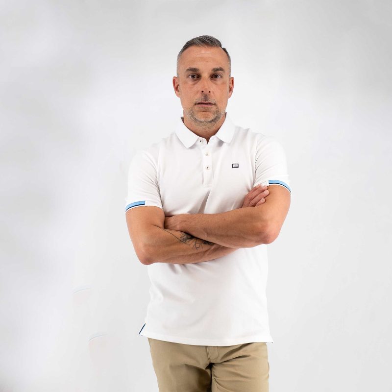 Μπλούζα πόλο Guy Laroche λευκή κοντομάνικη regular fit GLES1932_01 - Image 2