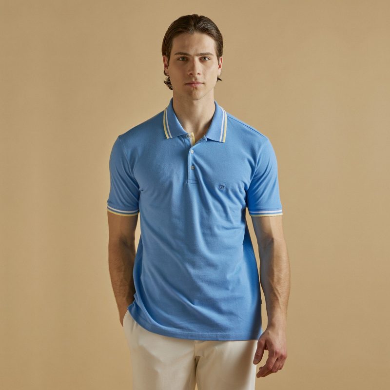 Μπλούζα πόλο Guy Laroche σιέλ κοντομάνικη regular fit GLDS19202_13