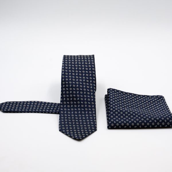 Σετ γραβάτα με ποσέτ μεταξωτή Guy Laroche μπλε με μικροσχέδιο GL25S056_2