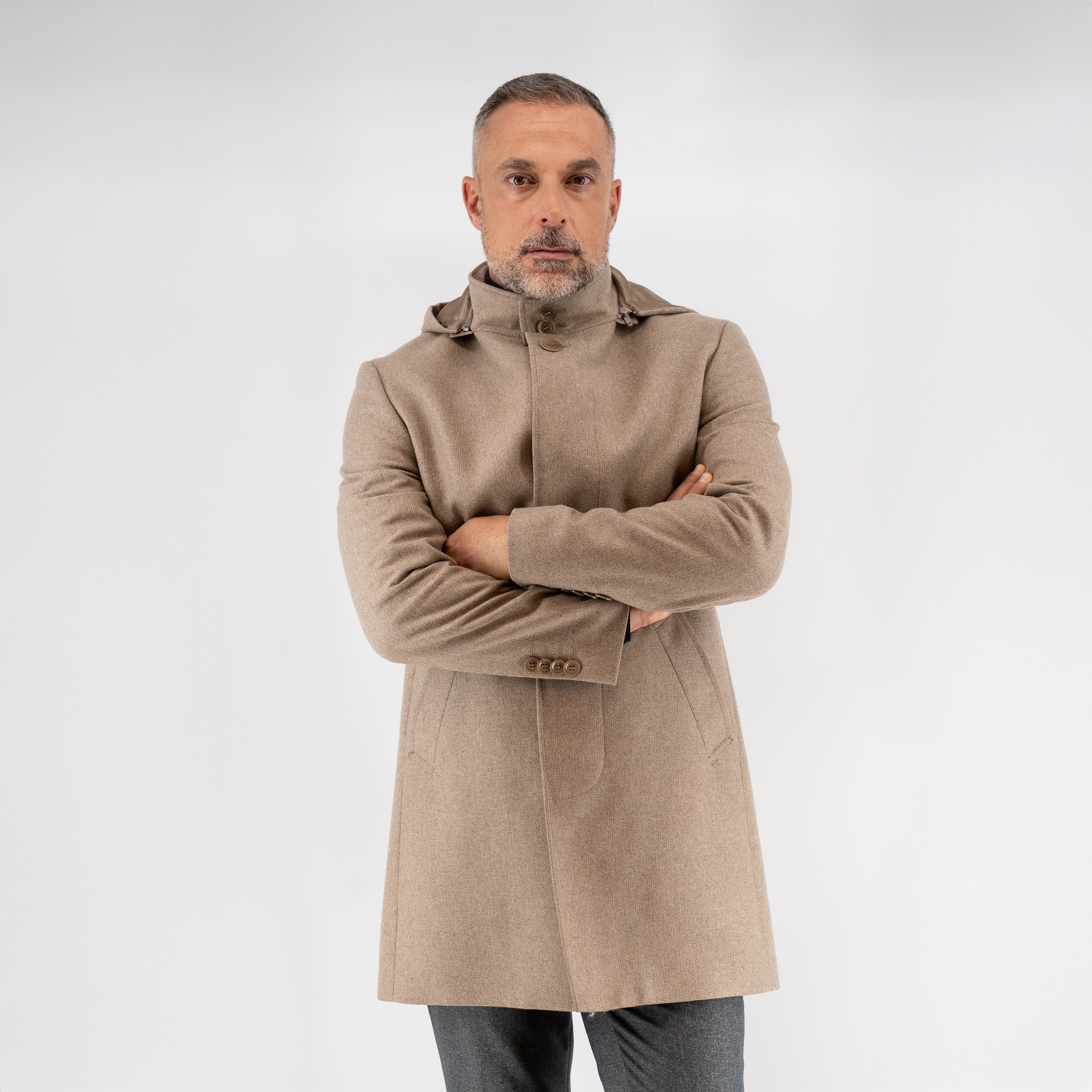 Ημίπαλτο μάο με κουκούλα Guy Laroche μπεζ fit line GLDW26323_80255_213 - Image 4