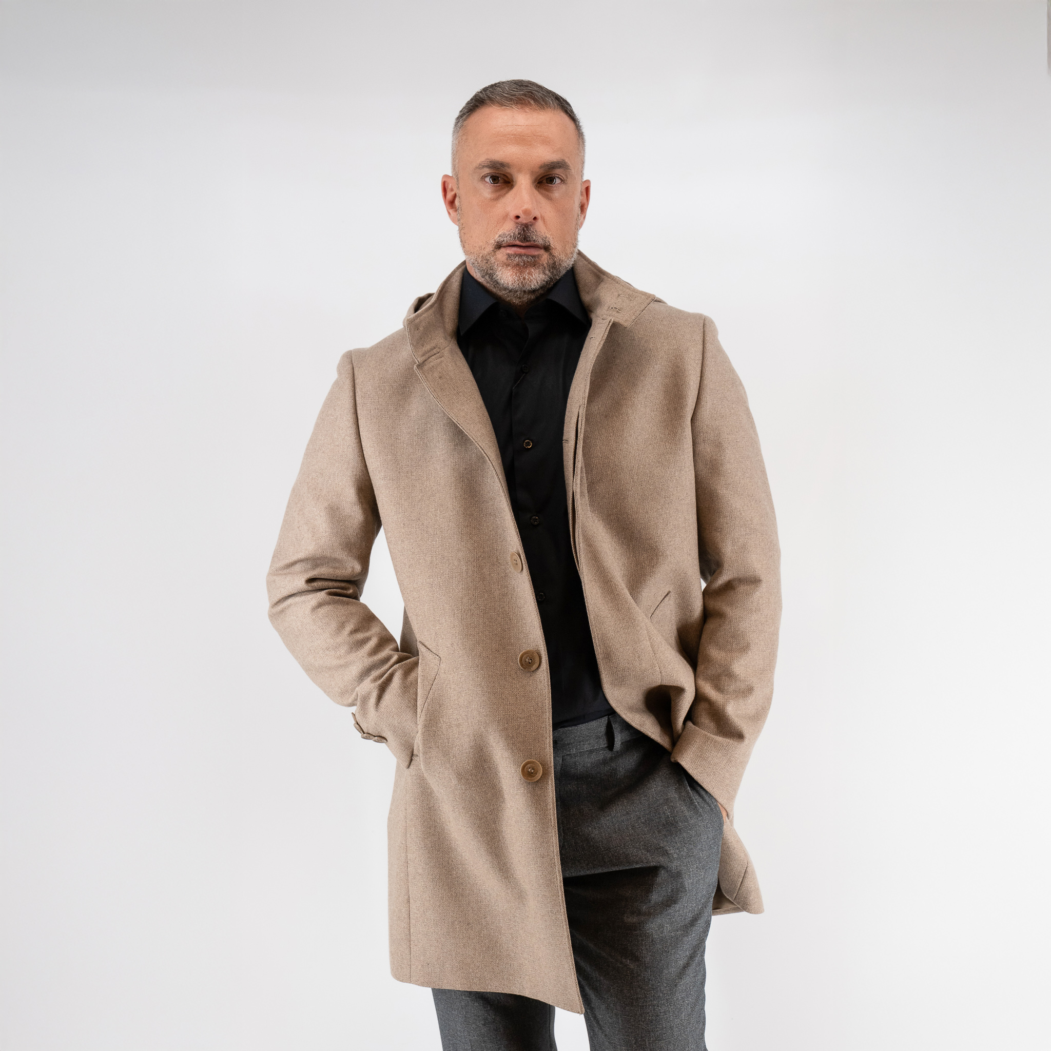 Ημίπαλτο μάο με κουκούλα Guy Laroche μπεζ fit line GLDW26323_80255_213 - Image 3