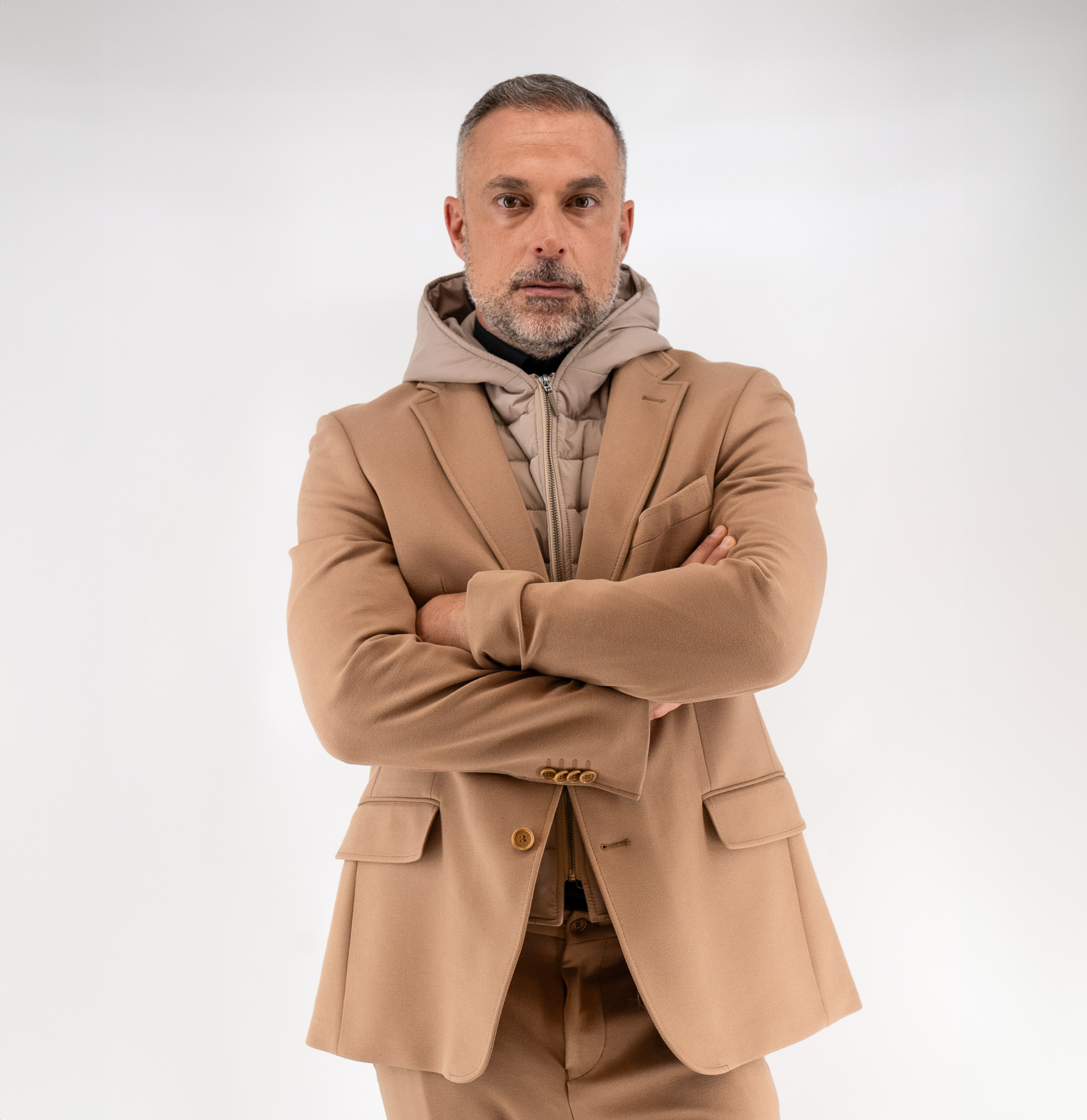 Σακάκι Guy Laroche μπεζ με αποσπώμενη κουκούλα fit line GLEW23003_10121K_F_40 - Image 2