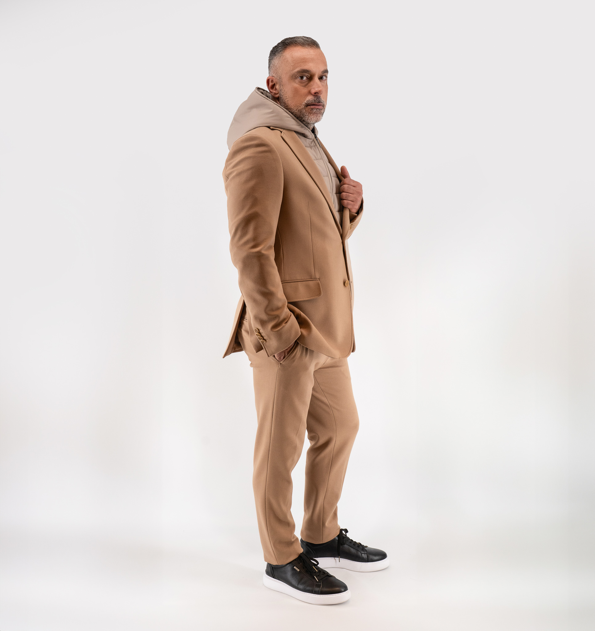 Σακάκι Guy Laroche μπεζ με αποσπώμενη κουκούλα fit line GLEW23003_10121K_F_40 - Image 6