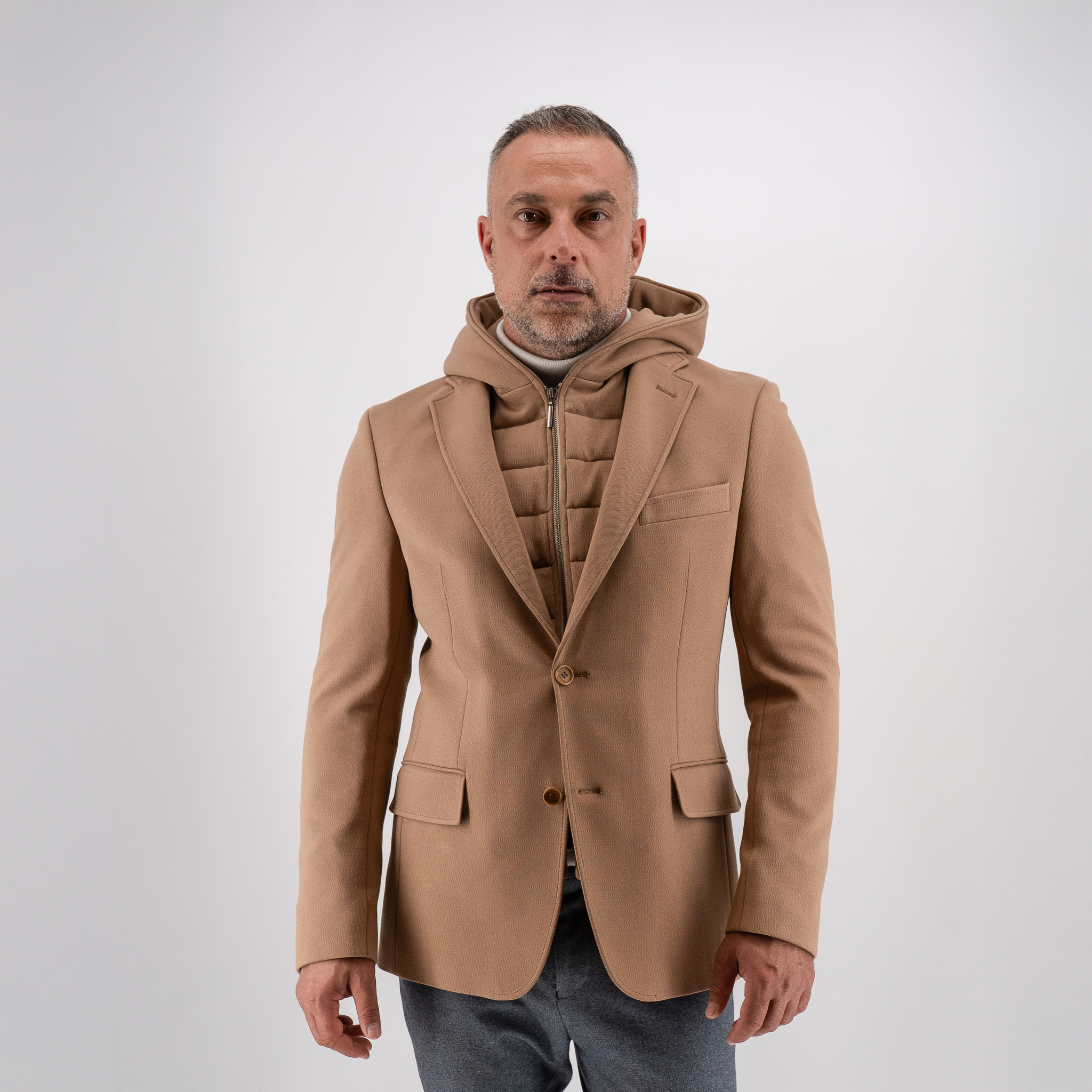 Σακάκι Guy Laroche μπεζ με αποσπώμενη κουκούλα fit line GLEW23003_10121K_F_40 - Image 3