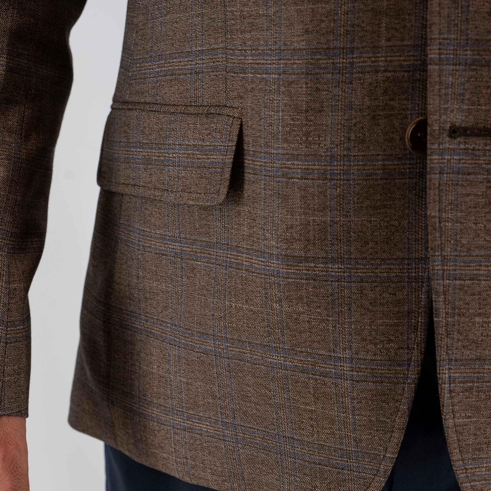 Σακάκι καρώ Guy Laroche καφέ με αποσπώμενη μόστρα fit line GLEW23402_10121VF_760 - Image 7