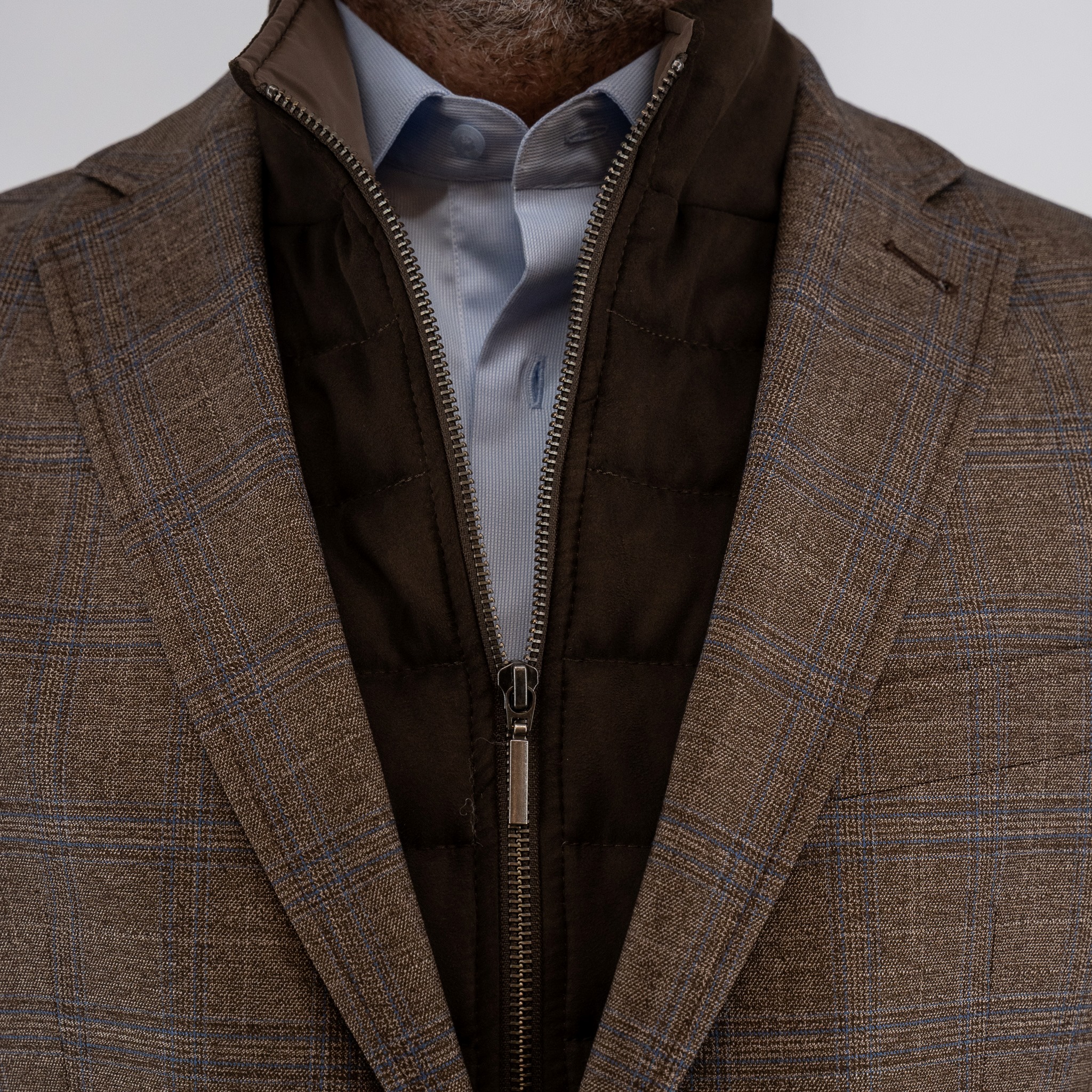 Σακάκι καρώ Guy Laroche καφέ με αποσπώμενη μόστρα fit line GLEW23402_10121VF_760 - Image 6