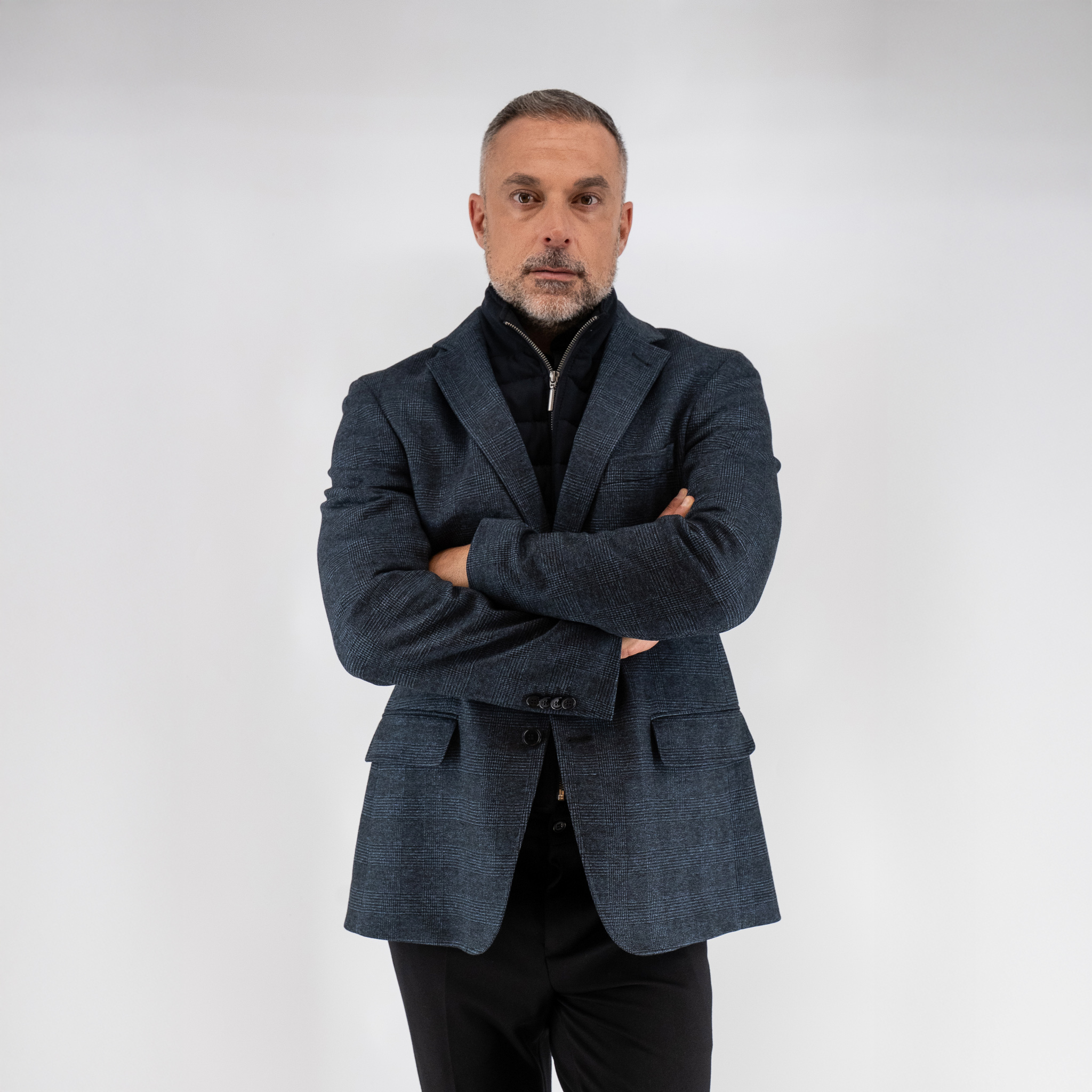 Σακάκι καρώ Guy Laroche μπλε με αποσπώμενη μόστρα fit line GLEW23403_10121VF_509 - Image 2