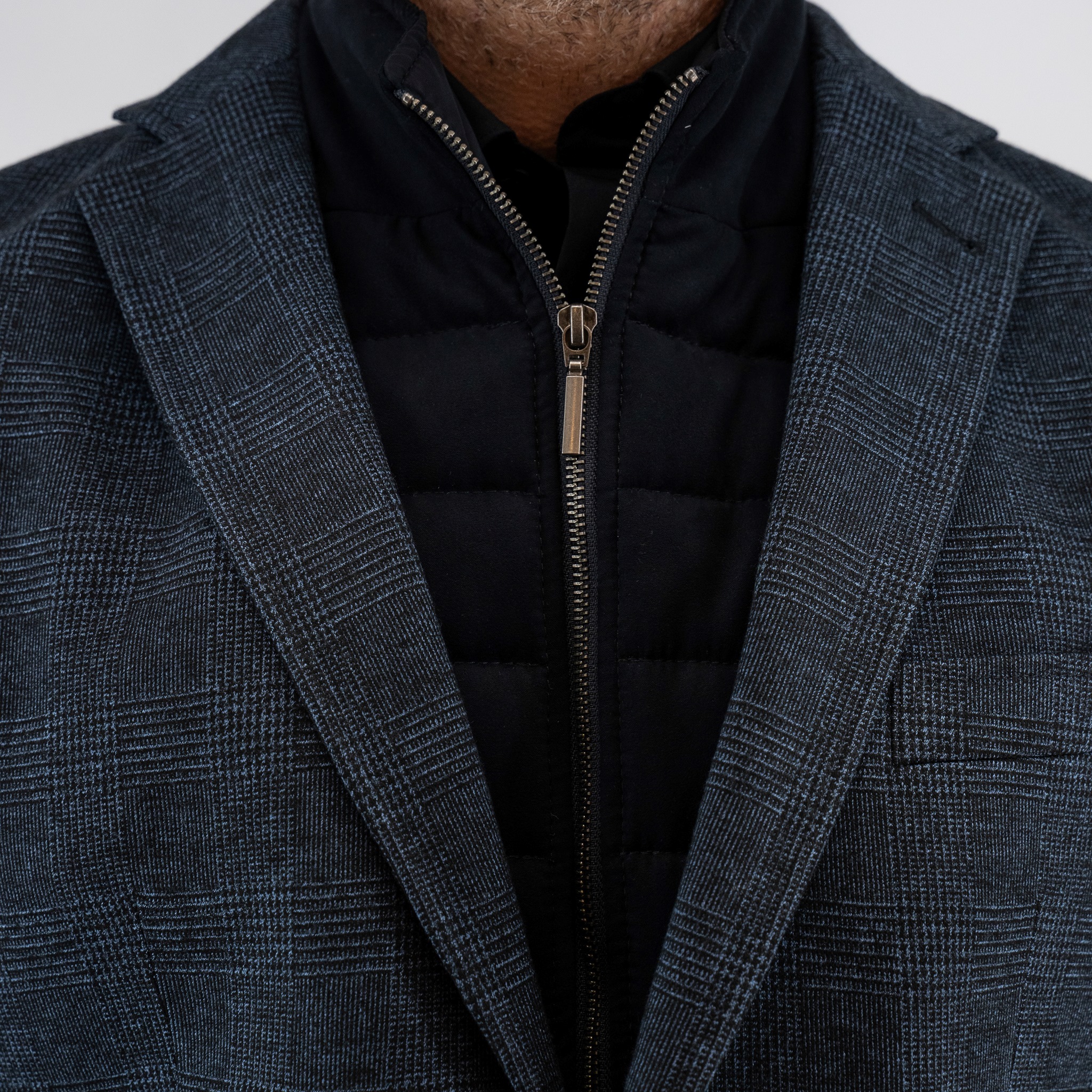 Σακάκι καρώ Guy Laroche μπλε με αποσπώμενη μόστρα fit line GLEW23403_10121VF_509 - Image 8