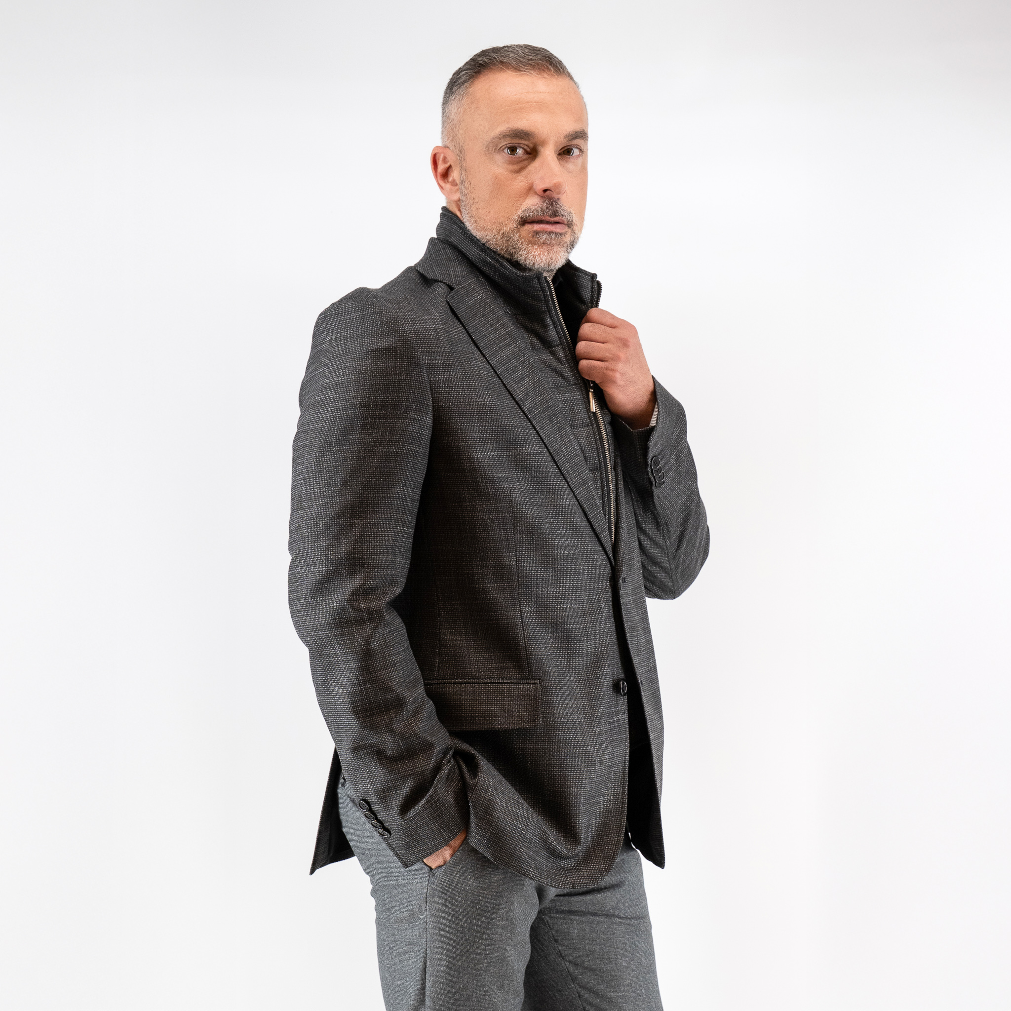 Σακάκι Guy Laroche γκρι με αποσπώμενη μόστρα fit line GLEW23605_10121VF_3 - Image 3