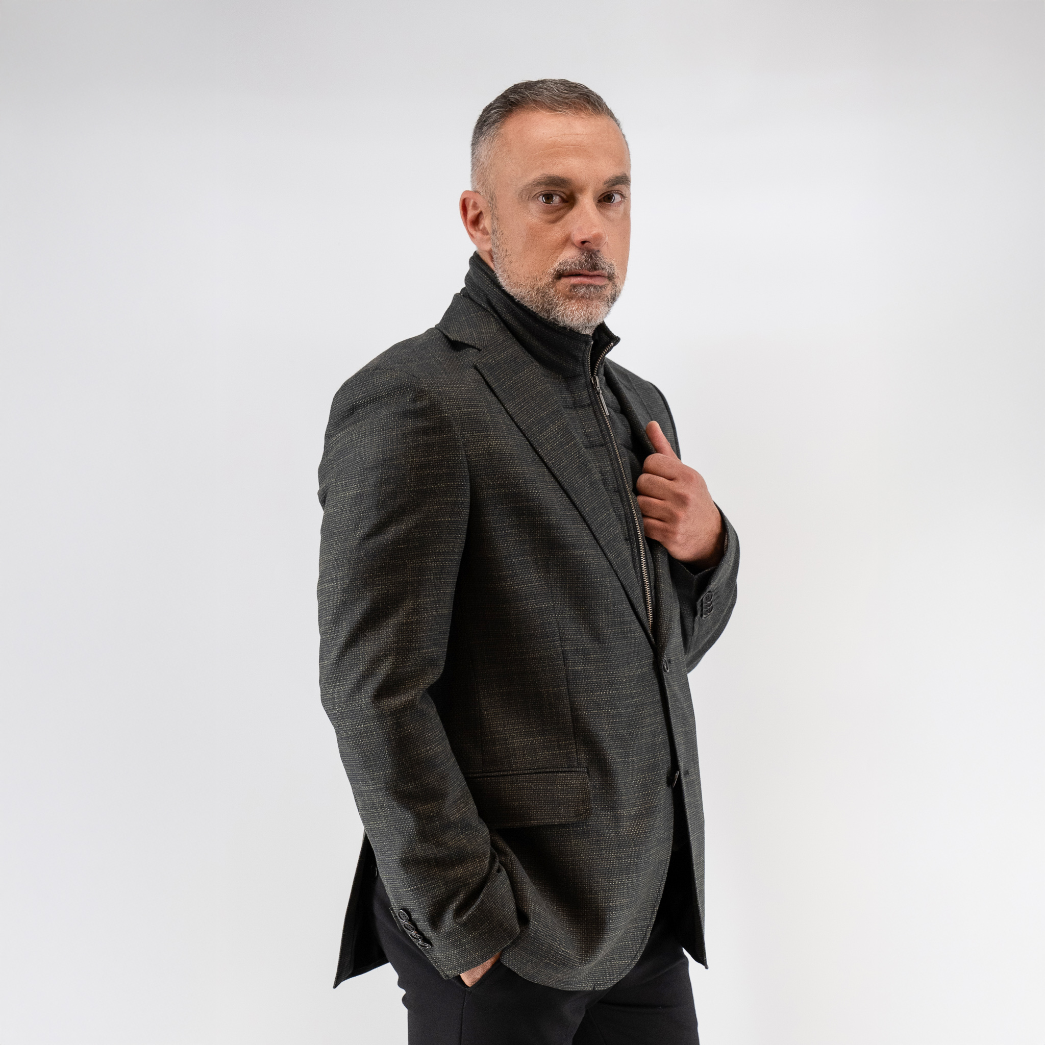 Σακάκι Guy Laroche λαδί με αποσπώμενη μόστρα fit line GLEW23605_10121VF_5 - Image 3