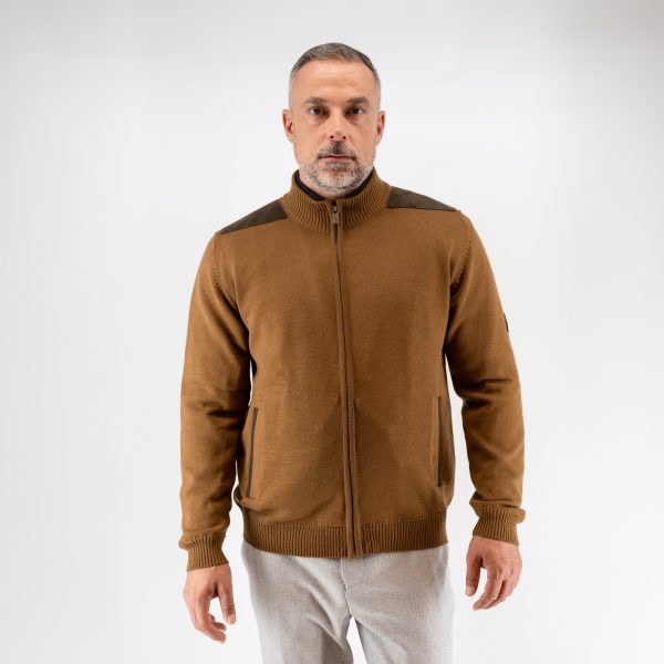 Ζακέτα μάλλινη με φόδρα Guy Laroche μελί comfort fit GLEW27001_12