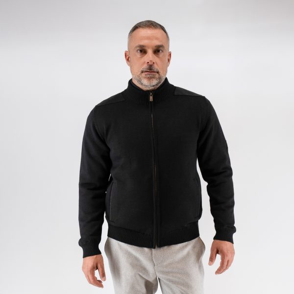 Ζακέτα μάλλινη με φόδρα Guy Laroche μαύρη comfort fit GLEW27001_1