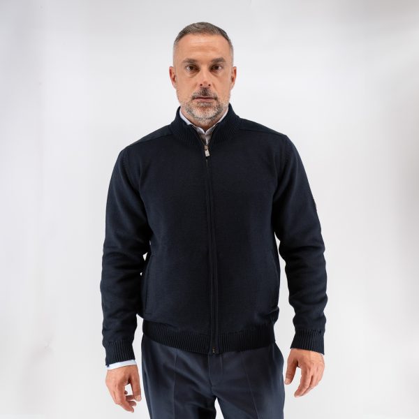 Ζακέτα μάλλινη με φόδρα Guy Laroche μπλε comfort fit GLEW27001_2