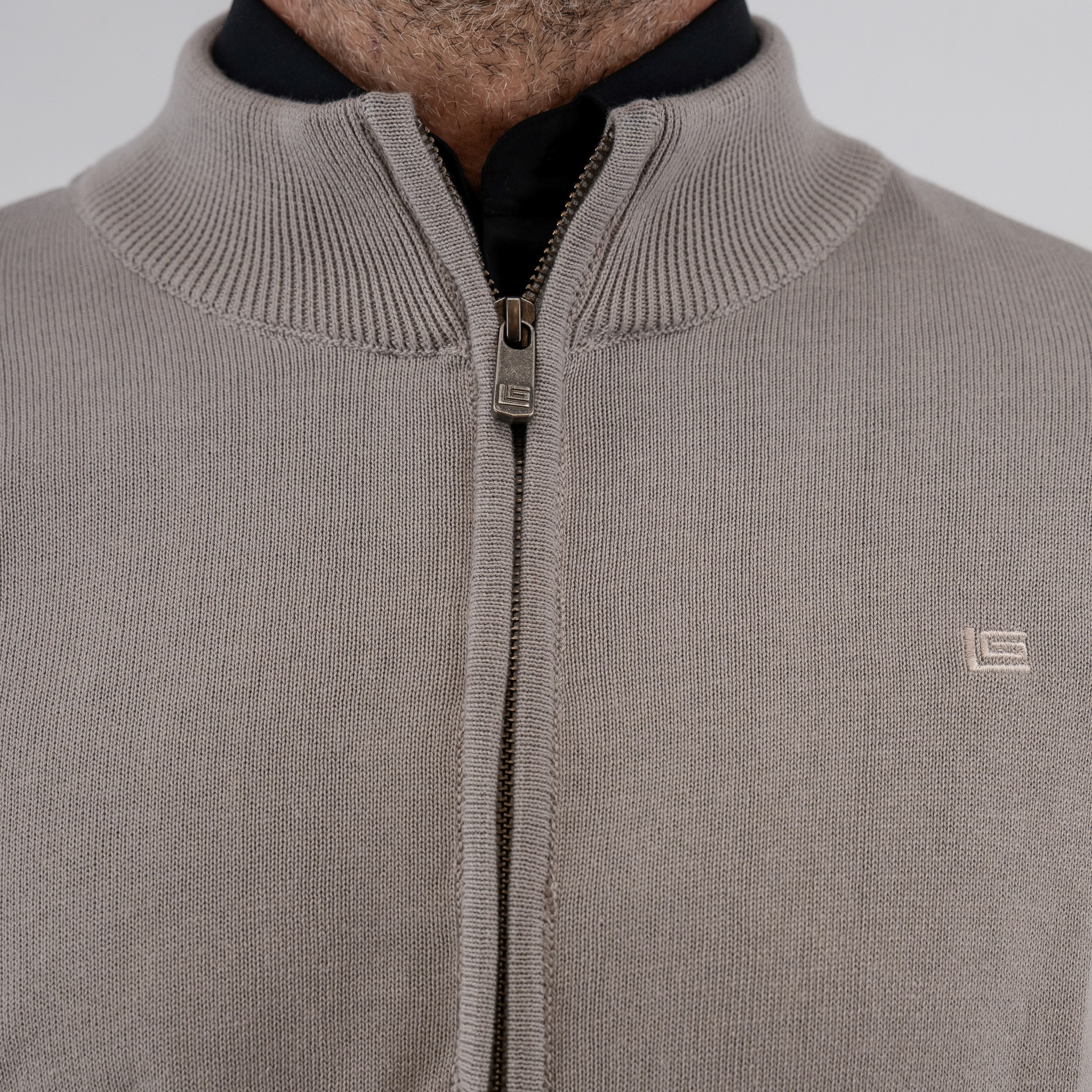 Ζακέτα βαμβακερή με φερμουάρ Guy Laroche γκρι αρζάν comfort fit GLEW27005_10 - Image 5